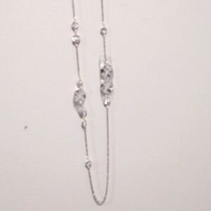 Women's Polished Silver tone & Rhinestone Disc Design Long Necklace, 38-inch